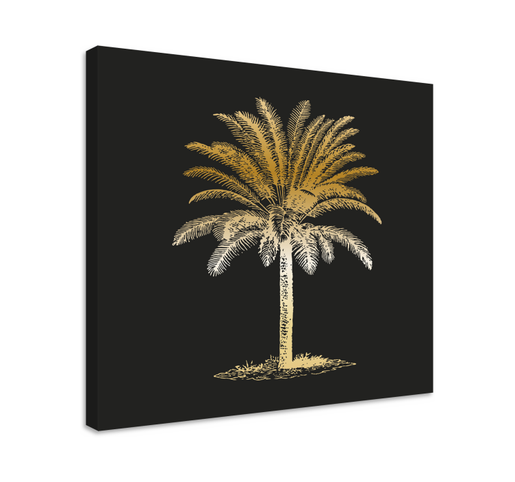 Canvas schilderij bloemen en planten gouden palmboom - TenStickers