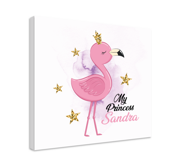 Mijn prinses flamingo met naam Canvas schilderij dieren - TenStickers