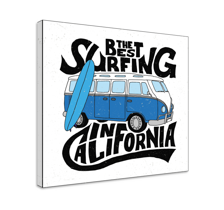 Canvas schilderij sport surfing california bus - TenStickers