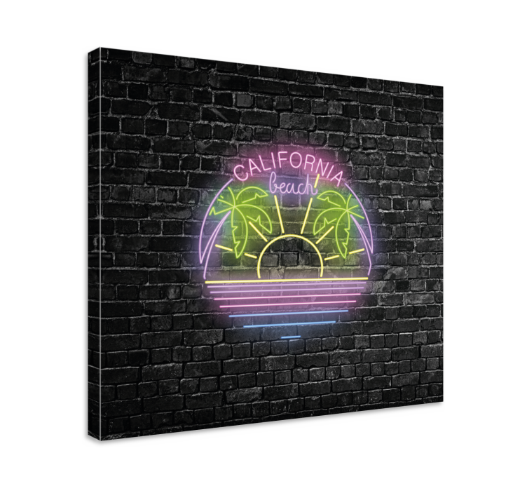 Canvas schilderij landen en steden california beach neon - TenStickers