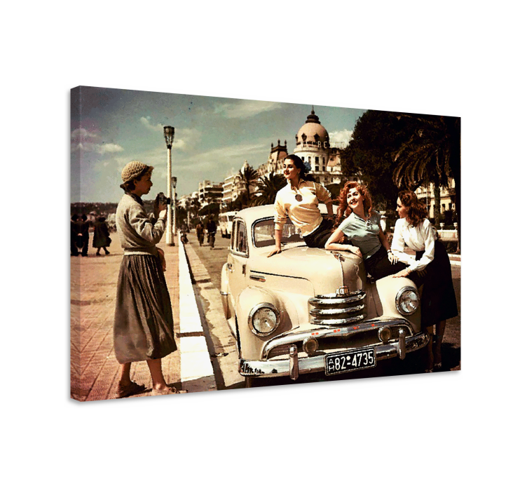 Vintage canvas schilderij klassieke auto charme - TenStickers