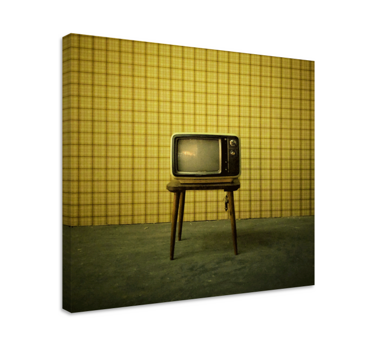 Vintage canvas schilderij retro televisiestandaard - TenStickers