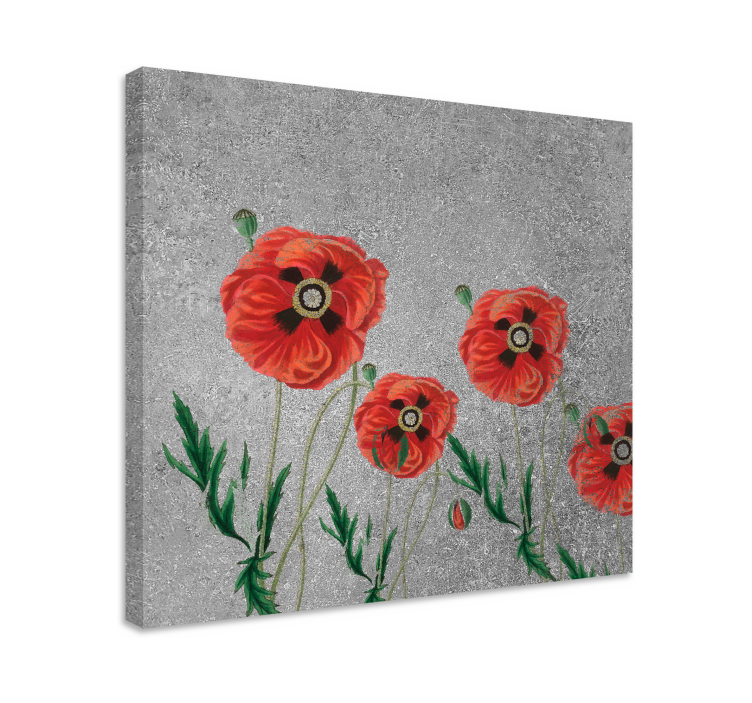 Canvas schilderij bloemen en planten vrolijke klaprozen - TenStickers