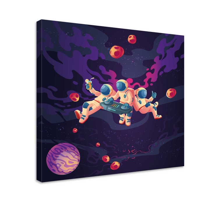 Videogame canvas astronauten samen spelen - TenStickers