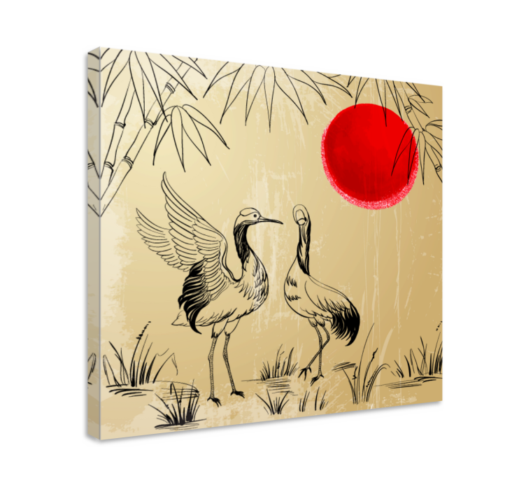 Canvas schilderij mandala kraanvogels en zon - TenStickers