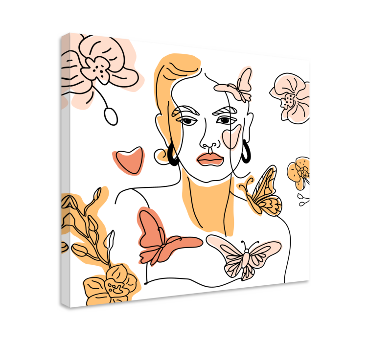 Canvas schilderij bloemen en planten gestileerd portret - TenStickers