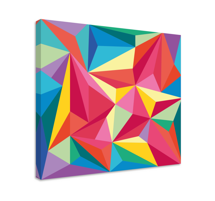 Kleurrijk driehoekspatroon Geometrische canvas schilderij - TenStickers