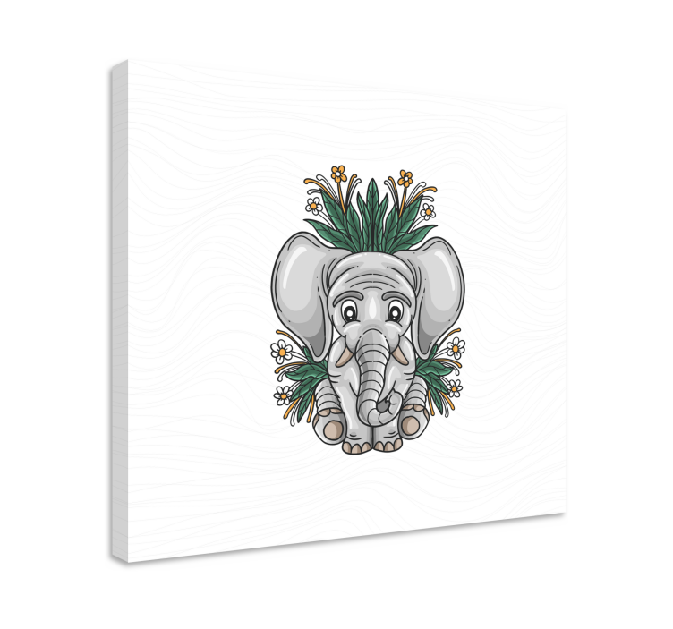 Speels olifantenontwerp Canvas schilderij olifant - TenStickers