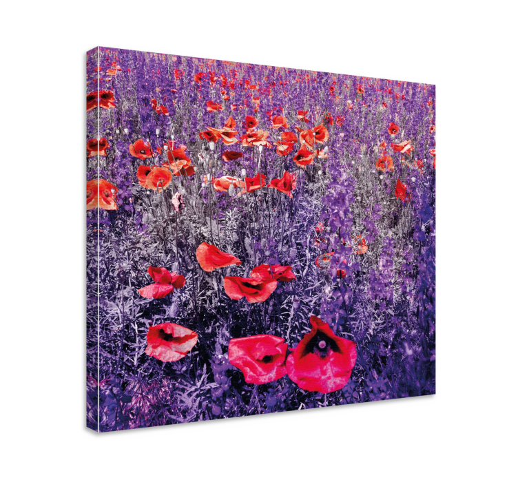Canvas schilderij bloemen en planten luminous klaprozenveld - TenStickers