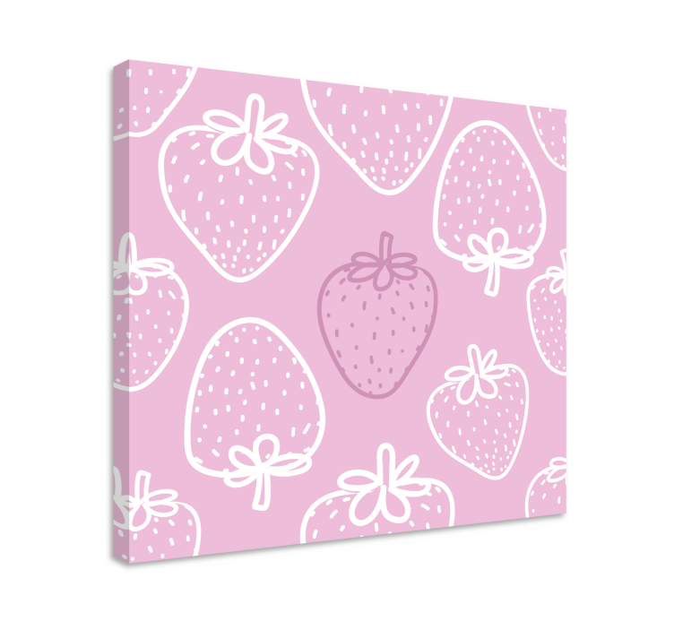 Speels aardbeienpatroon Canvas stilleven en fruit - TenStickers