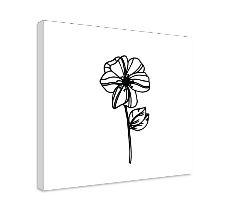 Canvas schilderij bloemen en planten elegante bloemomtrek - TenStickers
