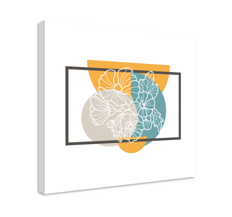 Canvas schilderij bloemen en planten botanische lijntekening - TenStickers