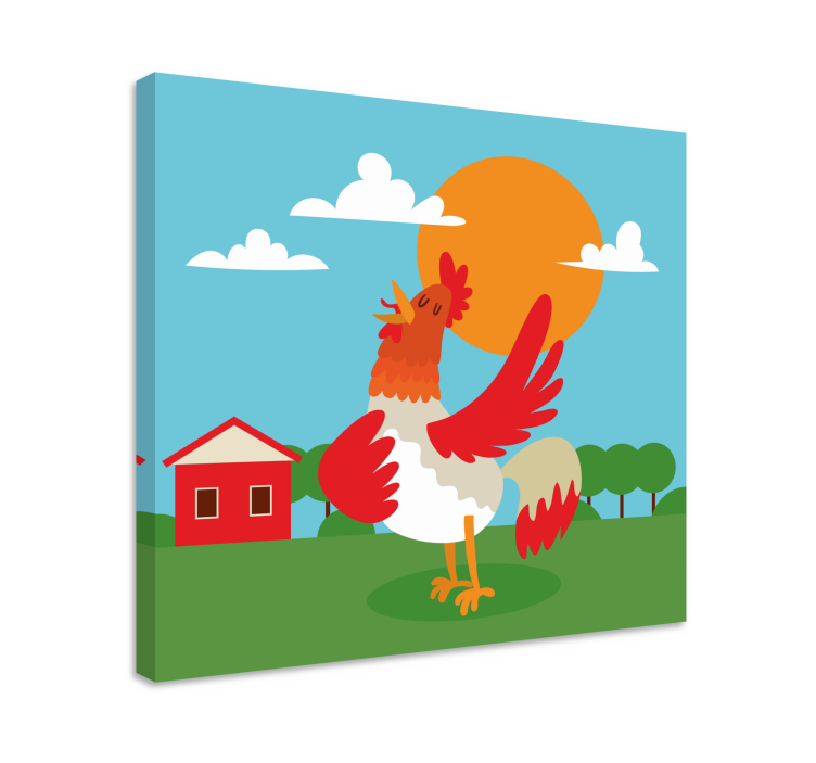 Canvas schilderij dieren rooster viert de zonsopgang - TenStickers