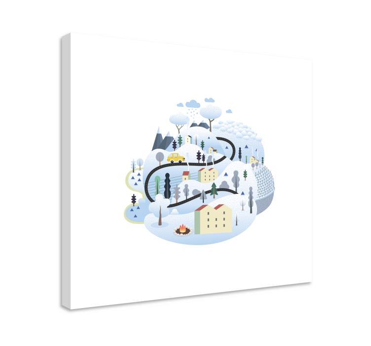 Canvas schilderij landen en steden winterse route - TenStickers