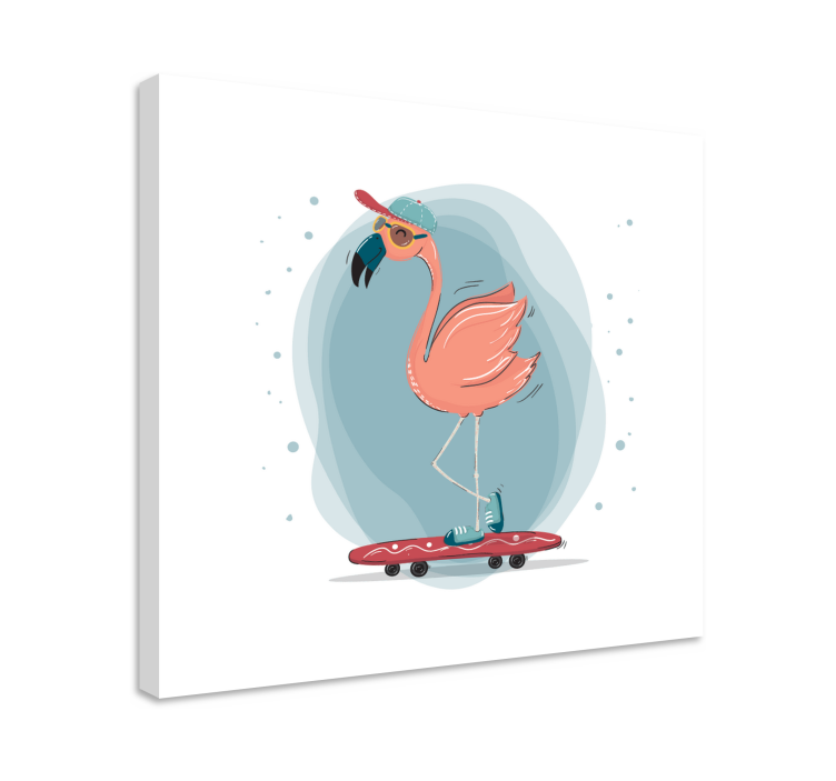 Canvas schilderij dieren skater flamingo - TenStickers