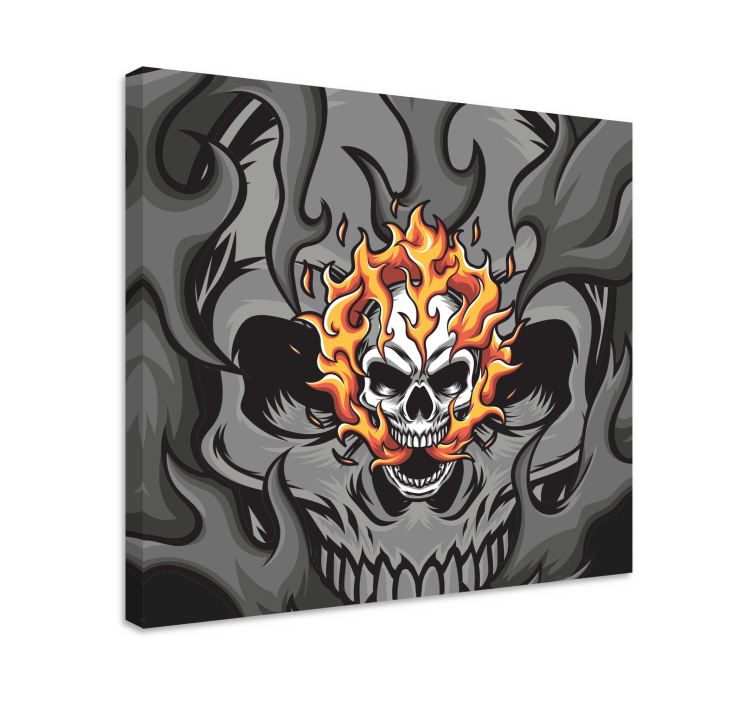 Canvas schilderij andere teksten skull met vlammen - TenStickers