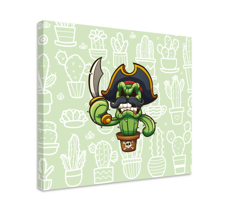 Canvas schilderij hond cactus piratenpersonage - TenStickers