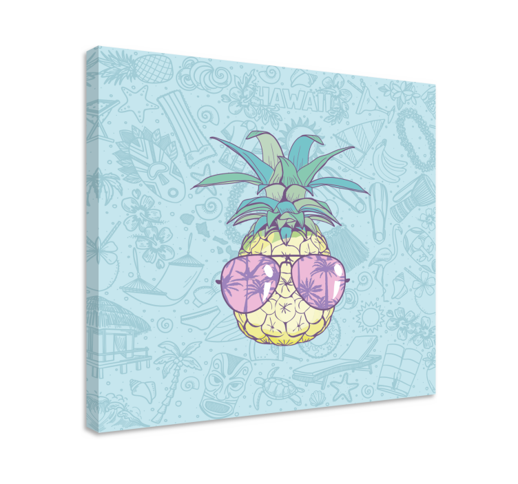 Canvas stilleven en fruit ananas met zonnebril - TenStickers