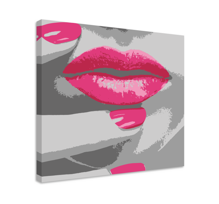 Vintage canvas schilderij roze lippen detail - TenStickers