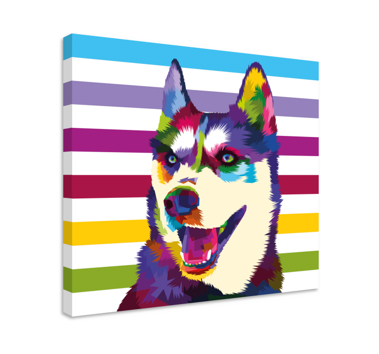 Canvas schilderij hond kleurrijk husky portret - TenStickers