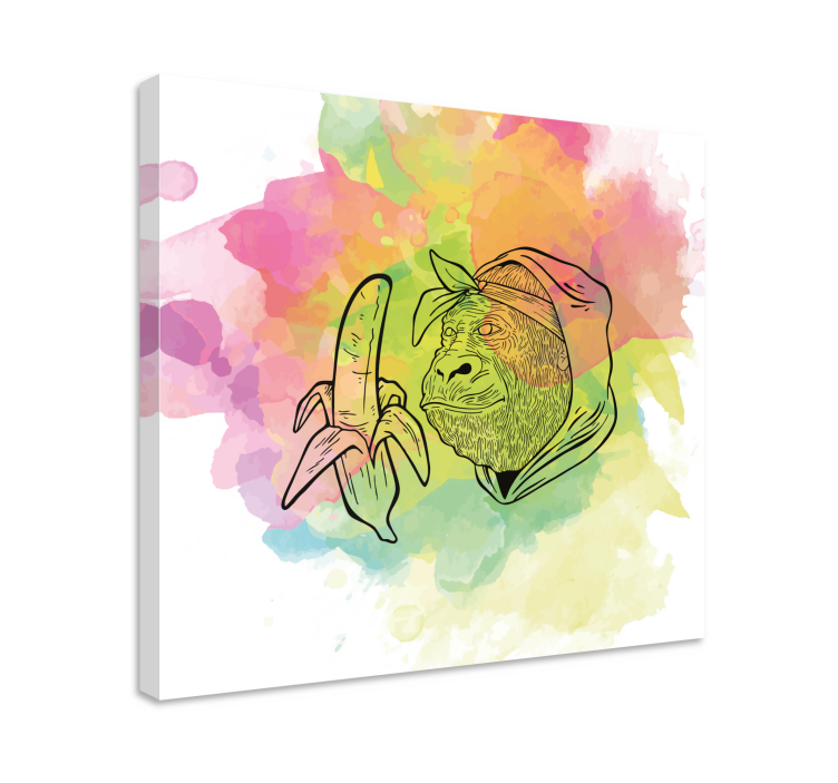 Alphabet en letters canvas schilderij gorilla met banaan - TenStickers