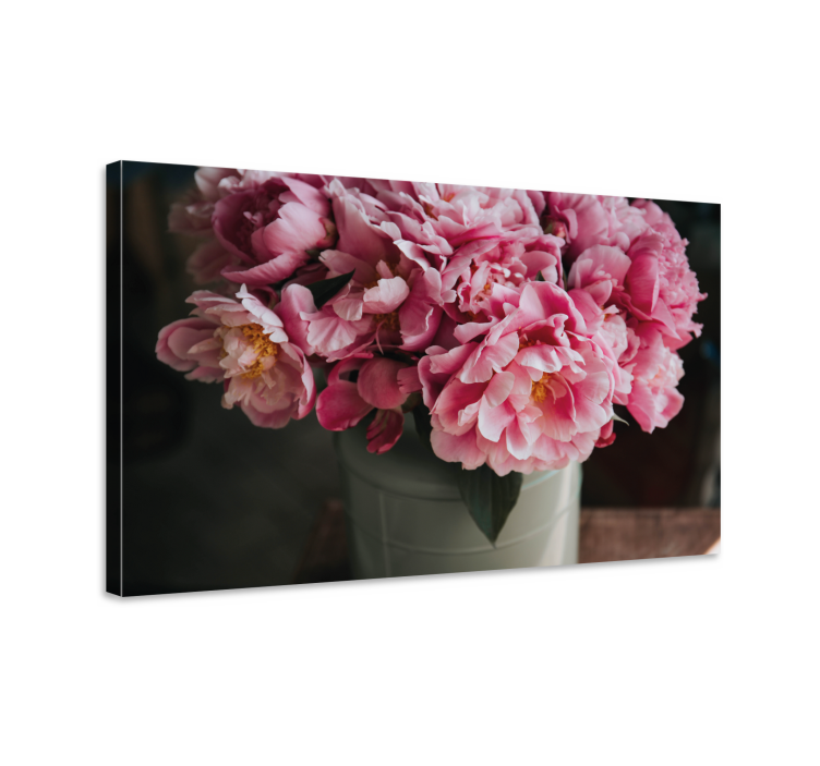 Canvas schilderij bloemen en planten roze pioen arrangement - TenStickers