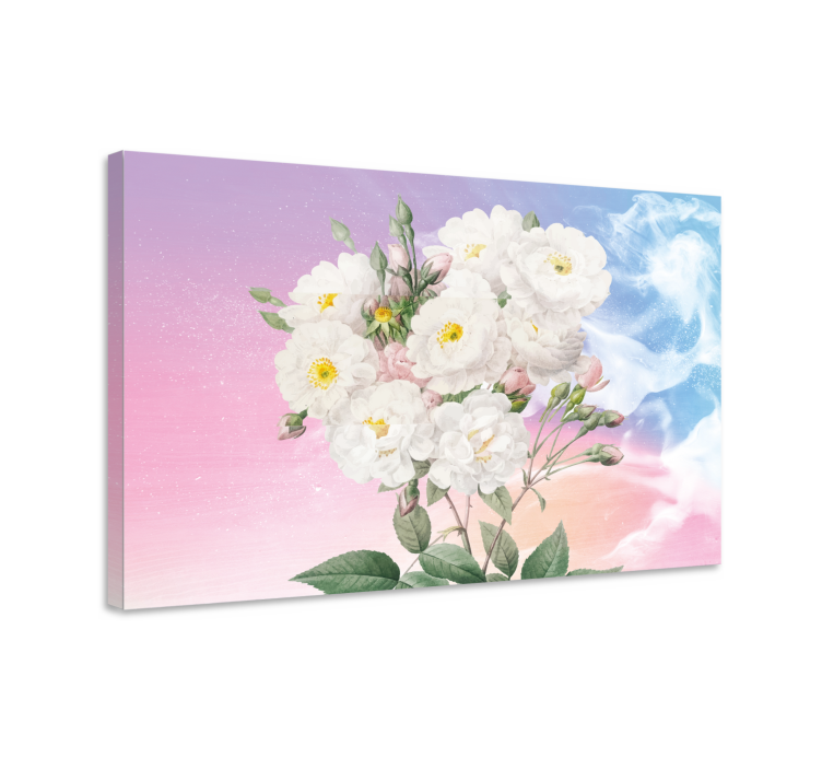 Canvas schilderij bloemen en planten witte bloemenboeket - TenStickers