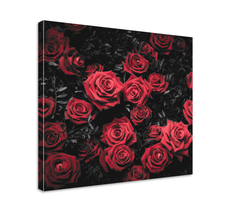 Canvas schilderijen bloemen Zwart en wit met rode rozen - TenStickers