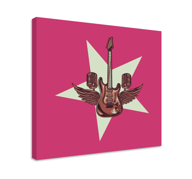 Canvas schilderij muziek elektrische gitaar vleugels - TenStickers