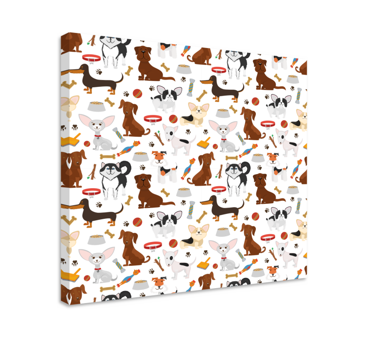 Canvas schilderij hond speelse puppy duo - TenStickers