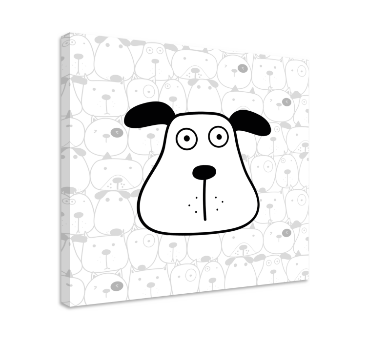 Canvas schilderij hond cartoon hondenhoofd - TenStickers