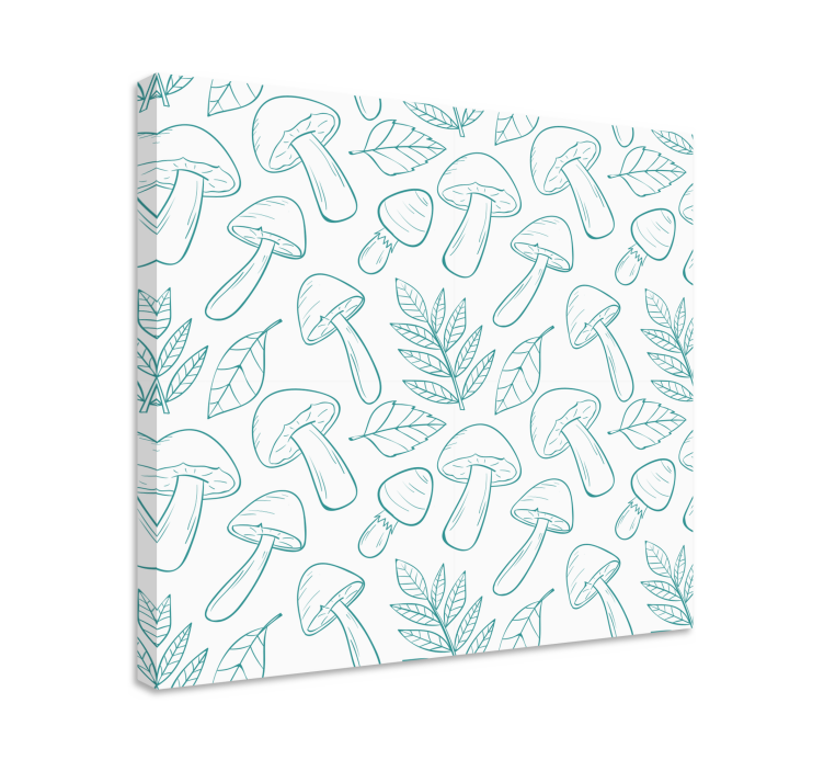 Canvas schilderij bloemen en planten paddenstoel bladpatroon - TenStickers