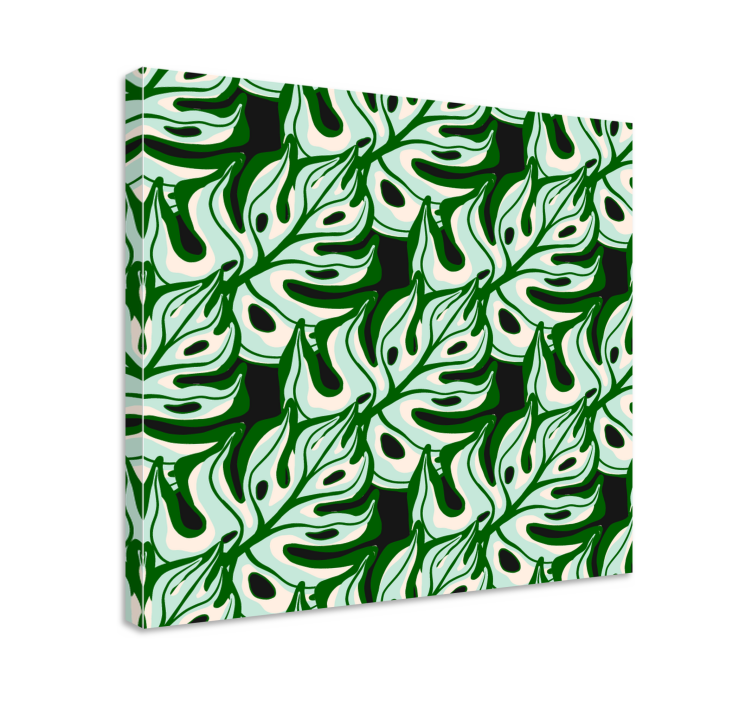 Canvas schilderij bloemen en planten monstera bladpatroon - TenStickers