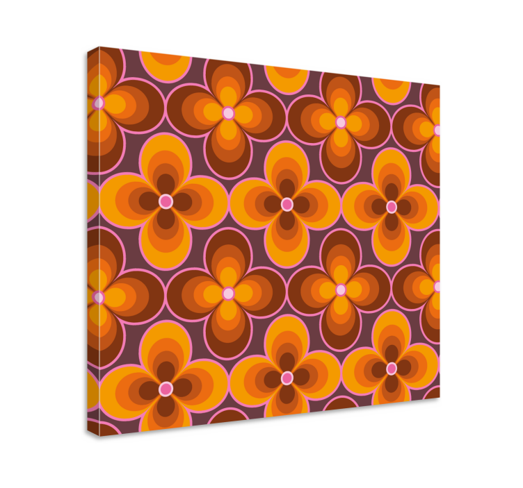 Vintage canvas schilderij Retro groovy bloempatroon - TenStickers