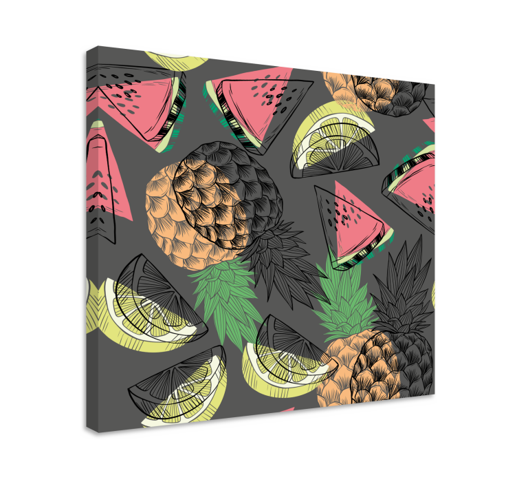 Canvas stilleven en fruit tropisch ananas motief - TenStickers