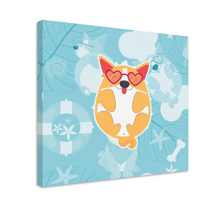 Canvas schilderij hond charmante corgi ontspannen - TenStickers