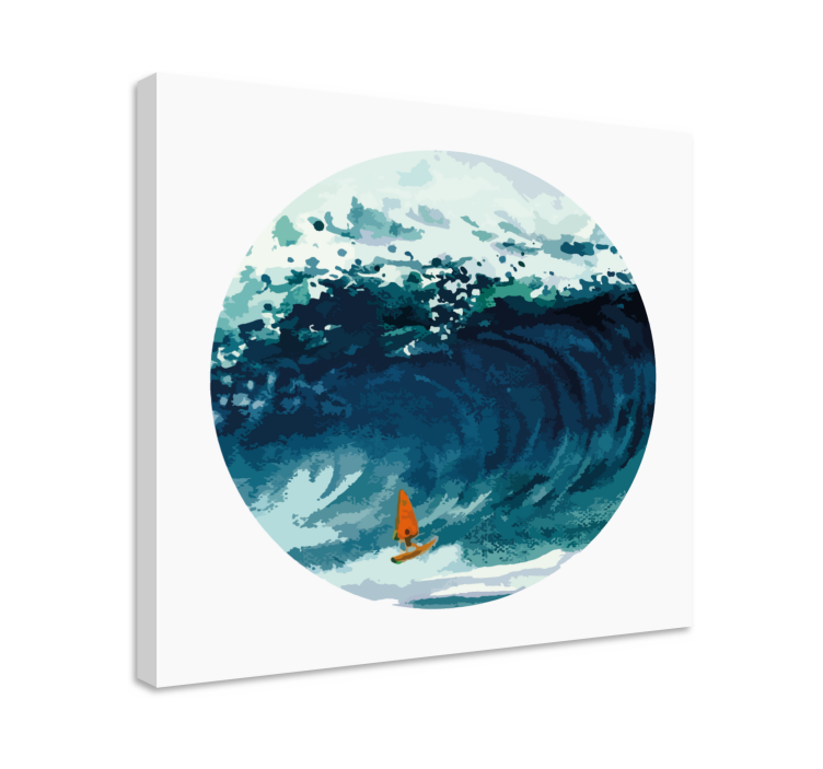Canvas schilderij marine surfer op golf - TenStickers