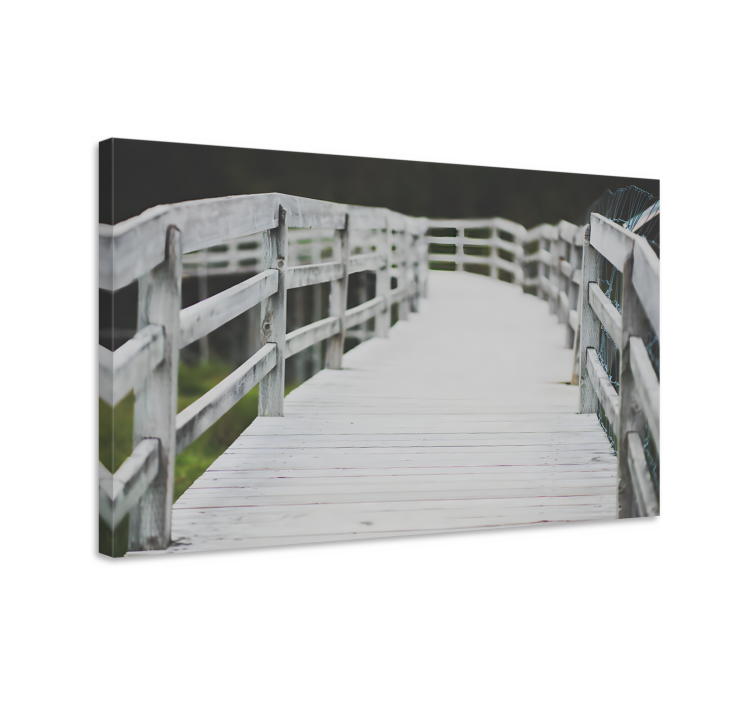 Canvas landschap houten loopbrug pad - TenStickers