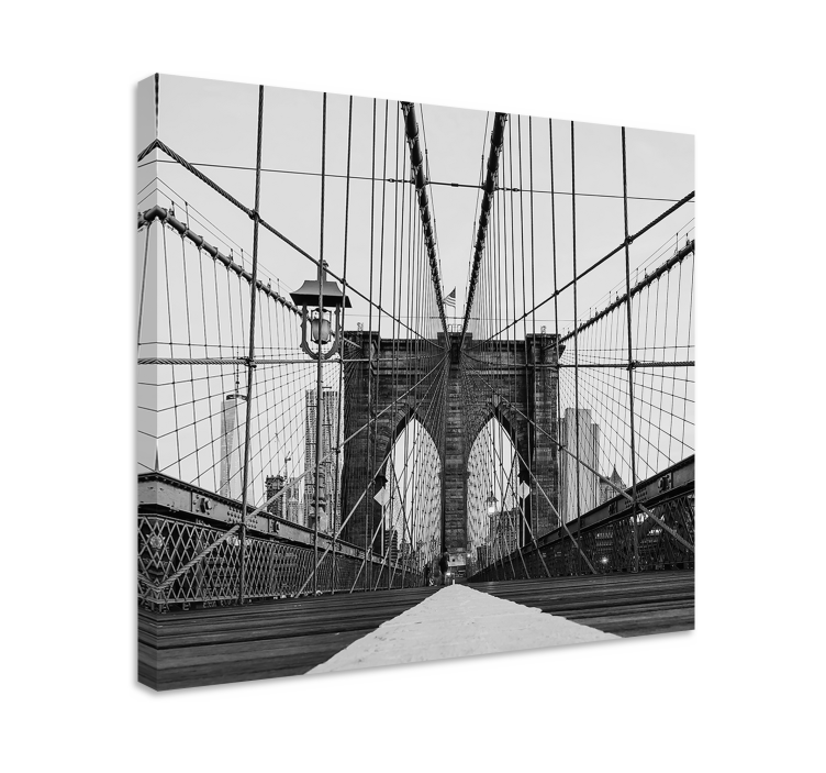 3D canvas schilderij Zwart-witte brooklyn bridge - TenStickers