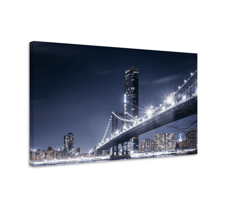 Canvas schilderij landen en steden brooklyn bridge lichten - TenStickers