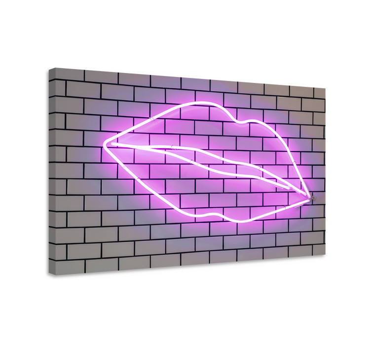 Canvas schilderij motivatie kiss neon sign - TenStickers