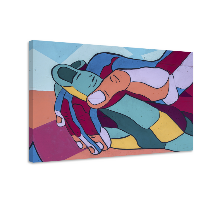 Canvas schilderij mensen en karakters verbonden handen - TenStickers