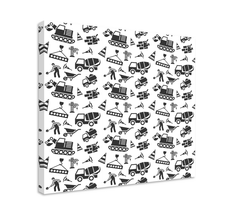 Canvas schilderij andere teksten bouwplaats iconen - TenStickers
