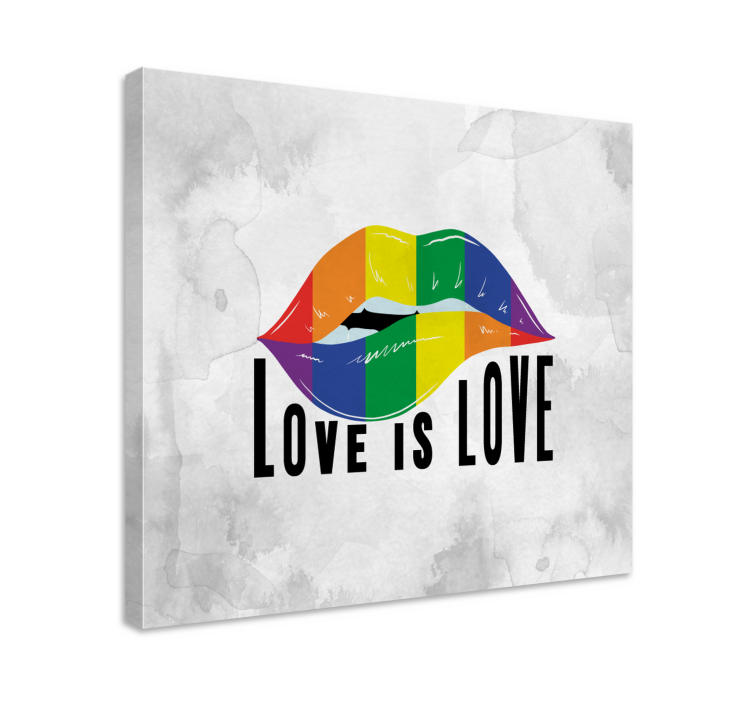 Vintage canvas schilderij regenboog lip omhelzing - TenStickers