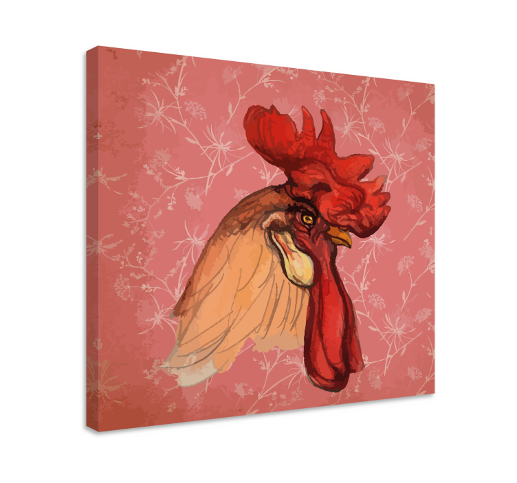 Canvas schilderij hond rooster illustratie - TenStickers