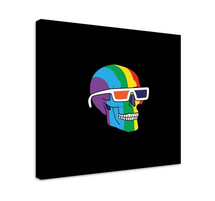 Canvas stilleven en fruit rainbow skull bril - TenStickers