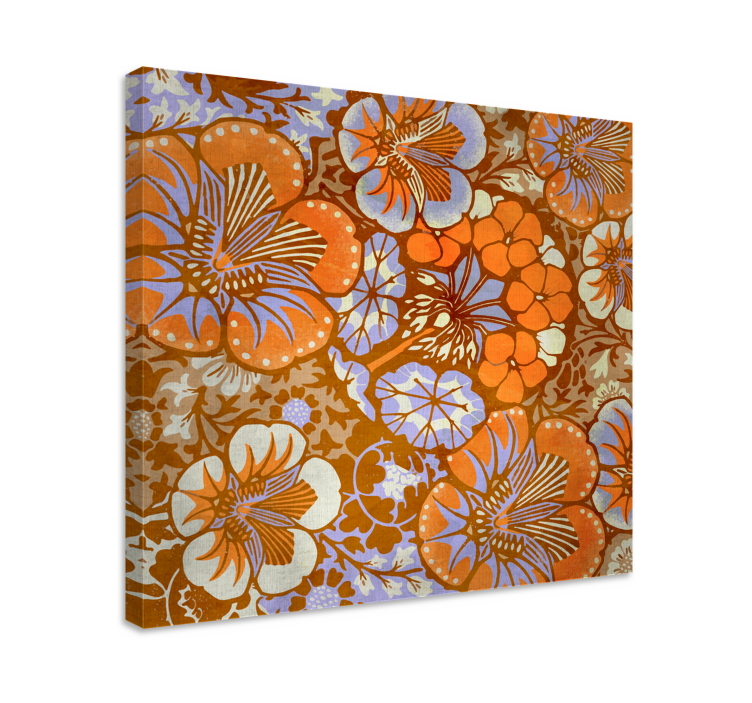 Canvas schilderij bloemen en planten stralend bloemenpatroon - TenStickers