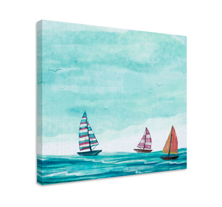 Canvas schilderij marine zeilboten op zee - TenStickers