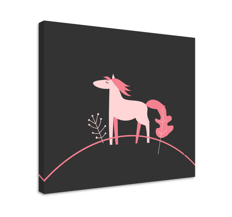 Paarden schilderij op canvas stijlvol roze paard - TenStickers