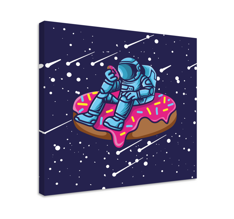 Ruimtevaarder op donut videogame canvas - TenStickers